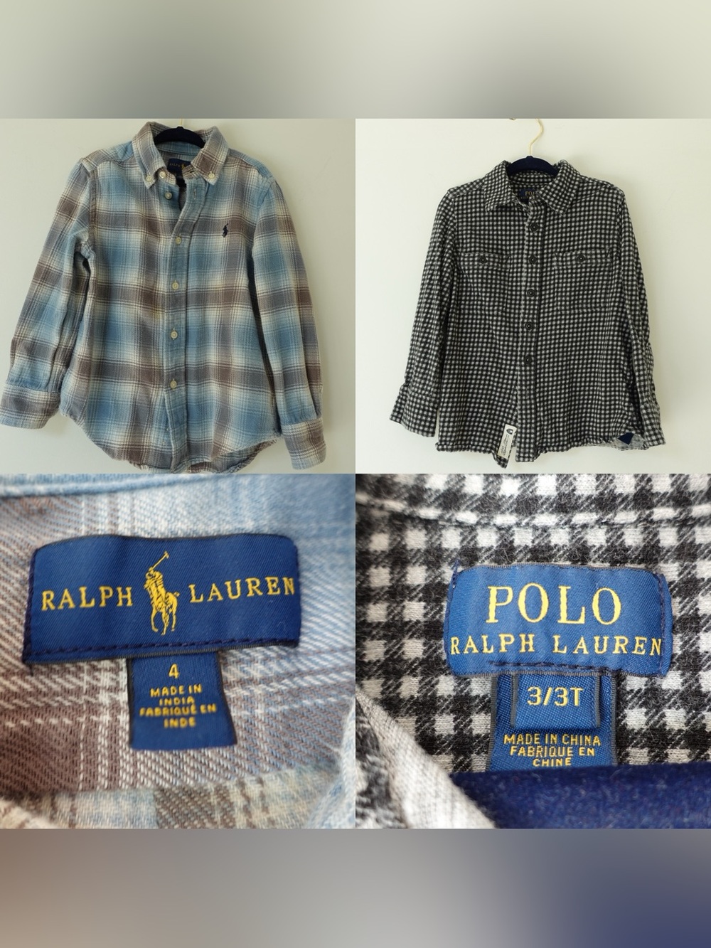 Polo Ralph Lauren Boys Plaid Flannel Shirts Size 3T/4 Set of 2
